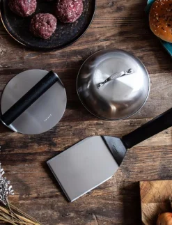 Smash burger Set Stainless steel, black handle - Grilltillbehör