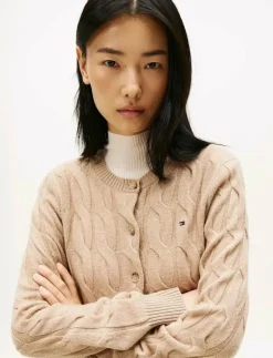 SOFT WOOL CABLE C-NK LS CARDIGAN - Koftor