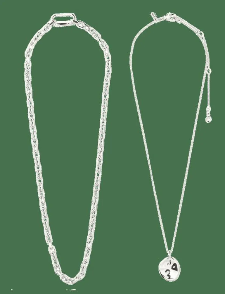 SPARKLE necklace 2-in-1 set, silver-plated - Kedjehalsband