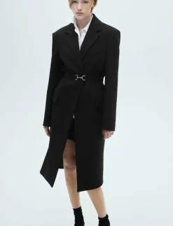 Structured double fabric coat with belt - Ullkappor