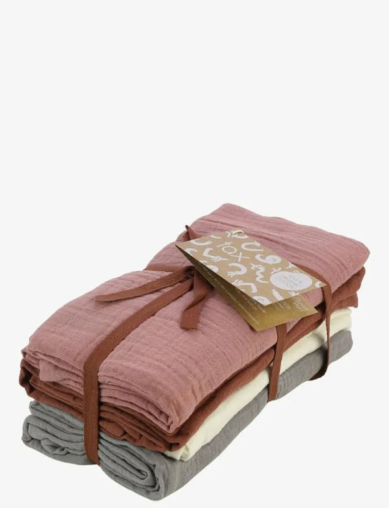 Tax EKO, Muslinfiltar, 4-pack, brick/rose - Skötbäddar