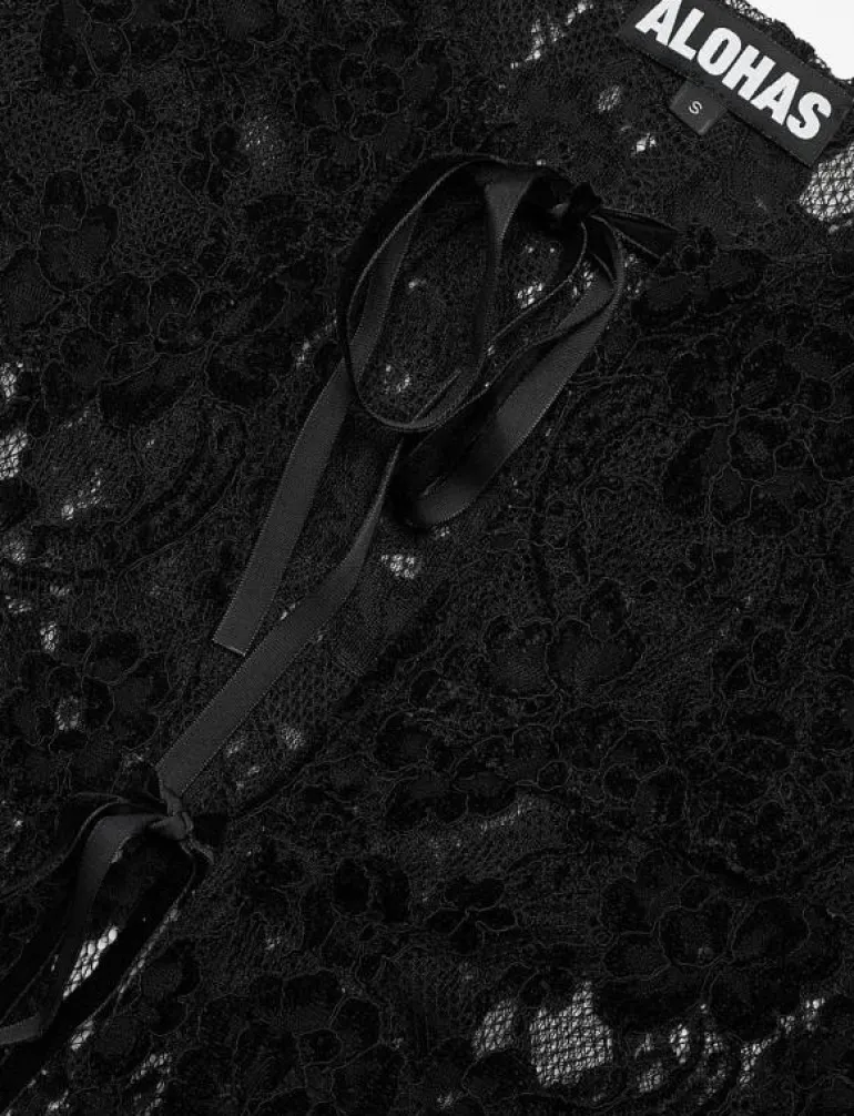 Tolpa Lace Black Blouse - Långärmade blusar