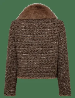 Tweed jacket with fur collar - Enkelknäppta kavajer