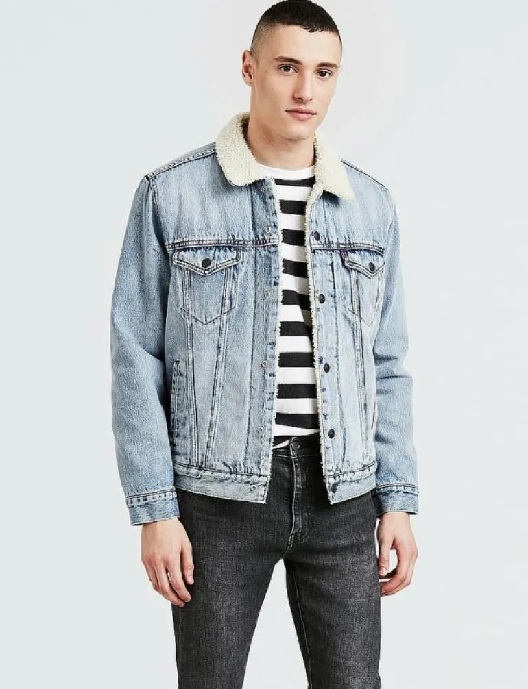 TYPE 3 SHERPA TRUCKER STONEBRI - Fodrade jeansjackor