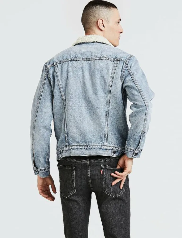 TYPE 3 SHERPA TRUCKER STONEBRI - Fodrade jeansjackor