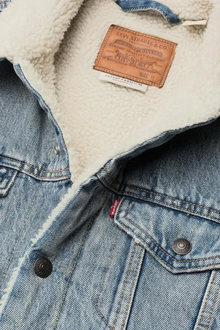 TYPE 3 SHERPA TRUCKER STONEBRI - Fodrade jeansjackor