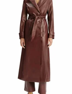 VEGAN LEATHER LONGLINE COAT - Tunna kappor