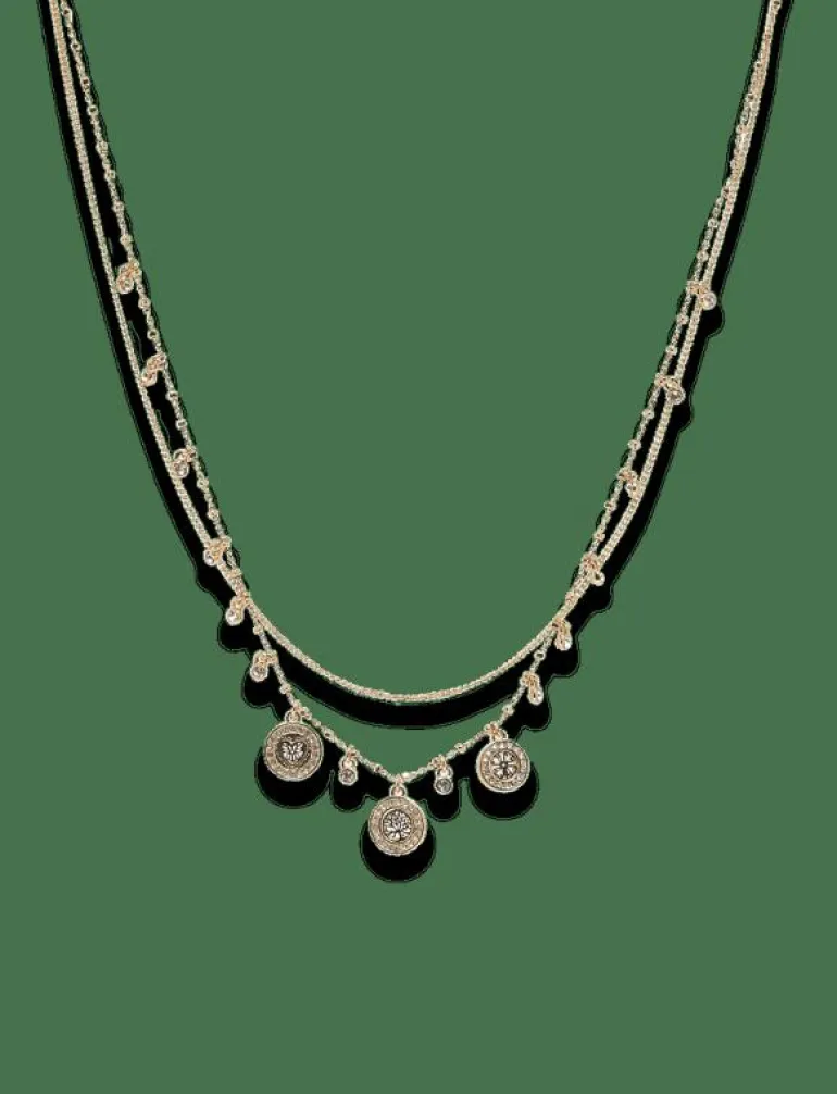 VERONICA coins & crystal necklace gold-plated - Statementhalsband