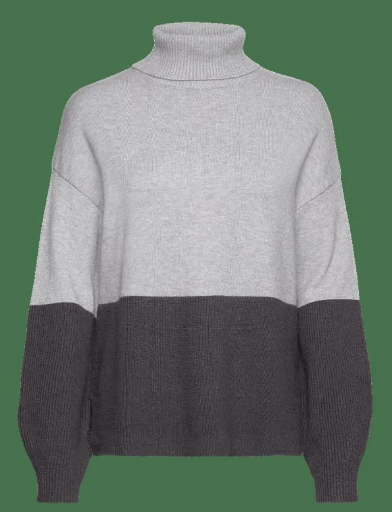 VIRIL BLOCKING ROLL-NK L/S KNIT TOP-NOOS - Stickat