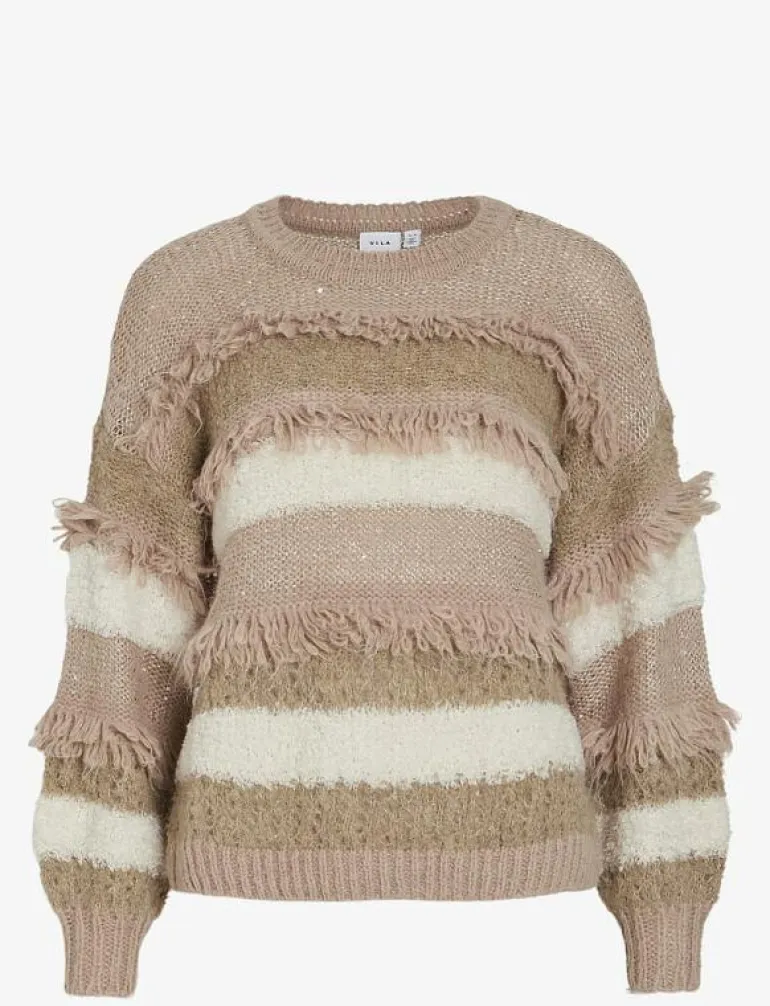 VITURI O-NECK L/S SEQUIN KNIT TOP - Stickat