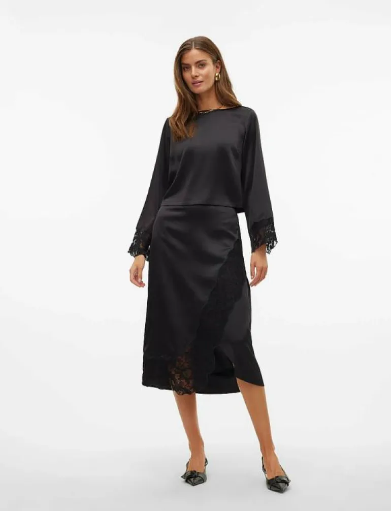 VMMERLE LACE HW 7/8 SKIRT WVN GA - Midi kjolar