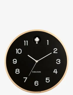 Wall clock Natural Cuckoo birch wood black - Väggklockor