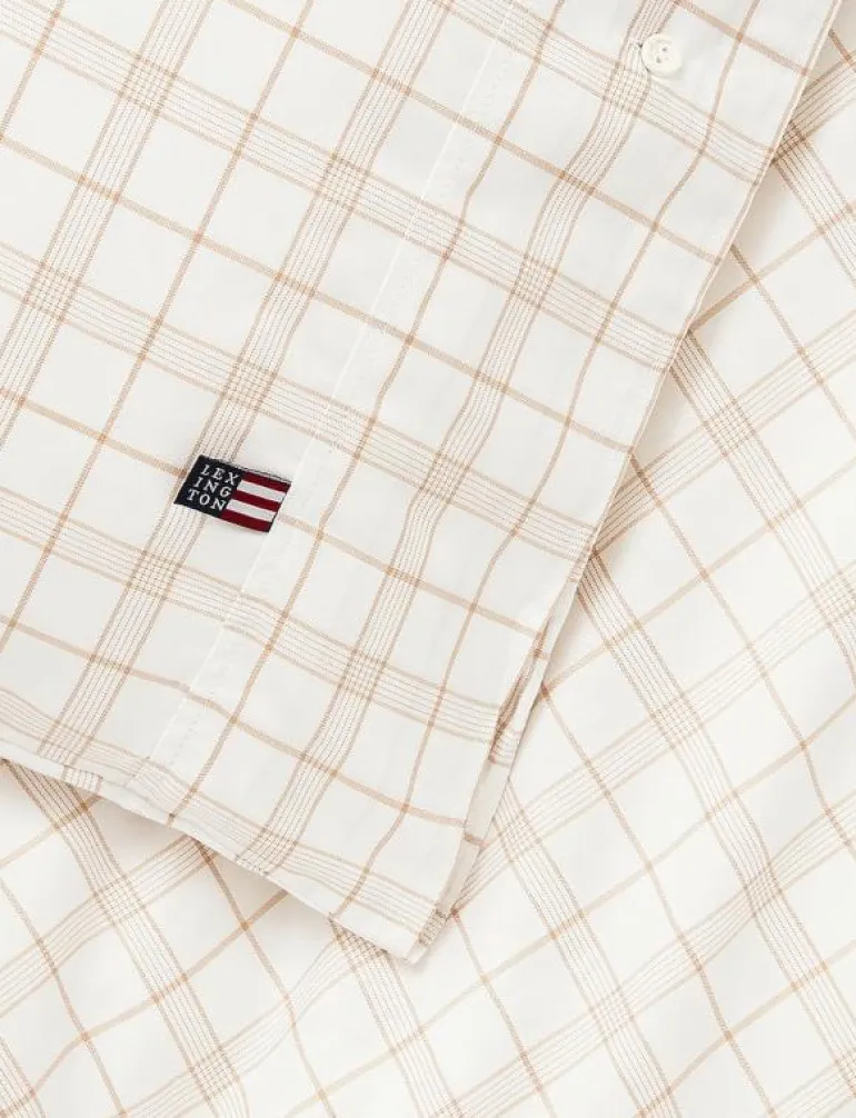 White/Beige Checked Lyocell/Cotton Bed Set - Påslakanset