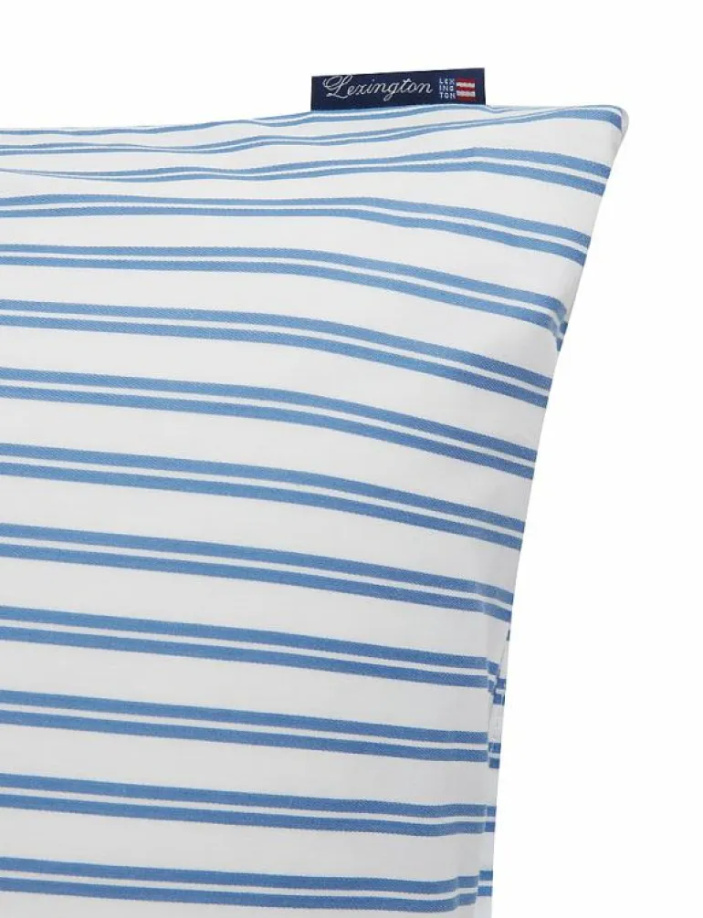 White/Blue Striped Cotton Poplin Pillowcase - Örngott