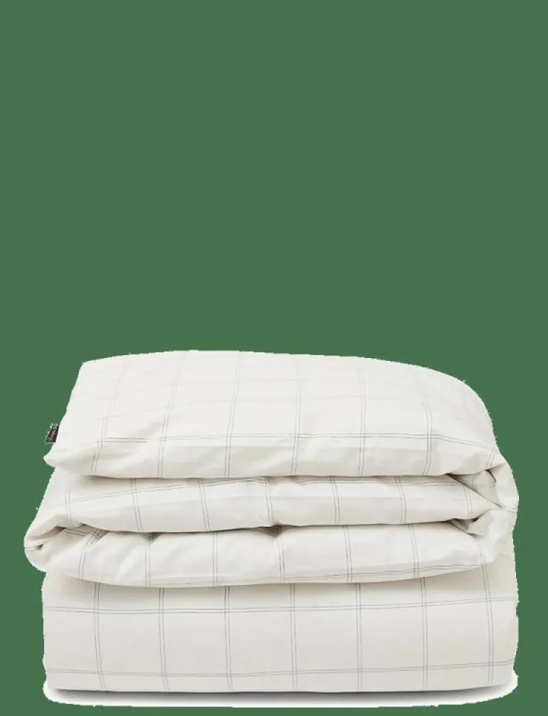 White/Dk Blue Checked Lyocell/Cotton Duvet Cover - Påslakan