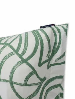 White/Green Printed Cotton Sateen Pillowcase - Örngott