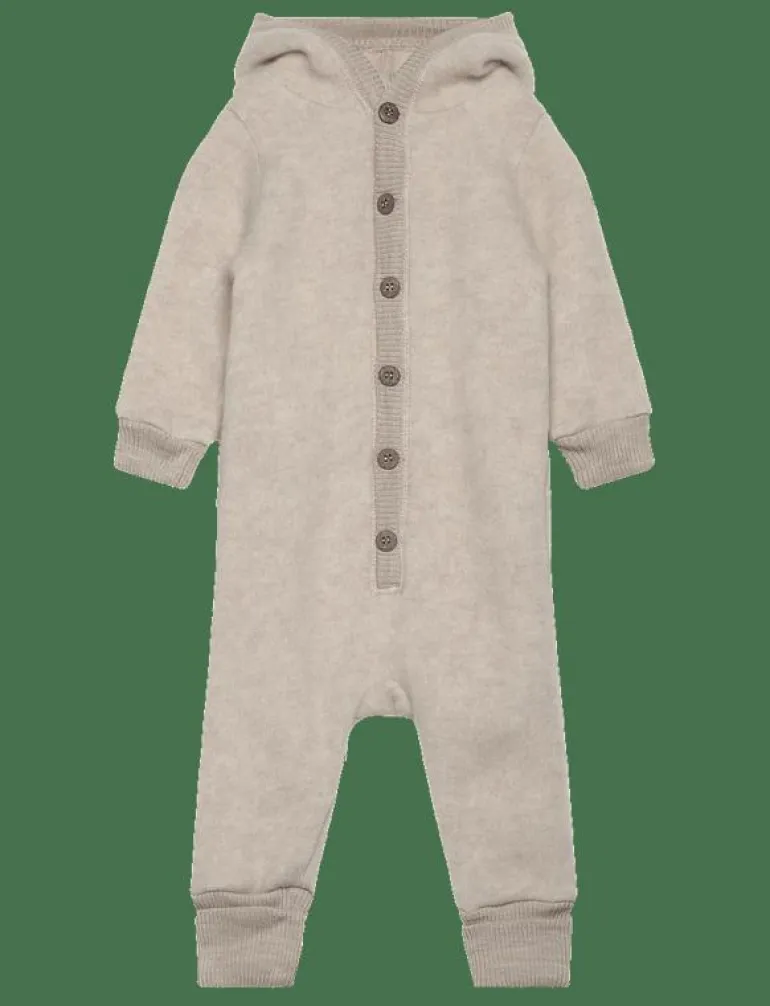 Wool Baby Suit w. Hood - Långärmad bodysuit